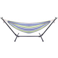 Double Hammock with Steel Stand, Adjustable Hammock Bed,Portable Outdoor Polyester Hammocks Set,2-Person Heavy-Duty Hammocks for Camping Garden Backyard Patio,250lbs Capacity (Green Stripe) - color: Green Stripe