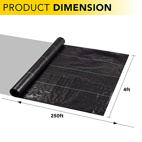 Weed Barrier Fabric Premium 5oz Landscape Fabric Heavy Duty Ground Cover Pro Garden Road Fabric Commercial Weed Barrier Fabric Anti-Weed Gardening Mat, 4FTx250FT - size: 5oz -4FT x250FT (New)