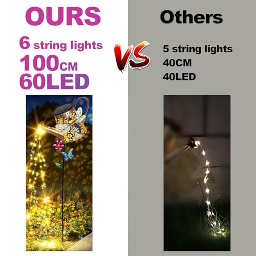 Solar Watering Can with Lights Outdoor Garden, 41in Large Bee Garden Stake Lights, Waterproof Decoration for Yard Lawn Pathway, for Mom Grandma Women Birthday Gardening Gift - color: Bee-Yellow