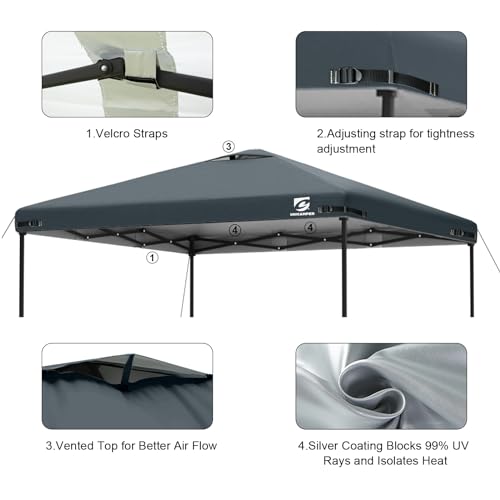 10x10 Pop Up Canopy Replacement Top Cover with Air Vent for Straight Leg Canopy Tent, Waterproof for Outdoor Garden Patio Camping Sun Shade (Dark Gray) - color: Dark Gray