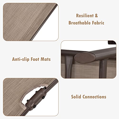 Tangkula Folding Lounge Chair Outdoor, Recliner Chaise Lounge with 5-Position Adjustable Backrest & 2-Position Footrest, No Assembly Required, Suitable for Patio Poolside Beach Yard (1, Brown) - color: Brown