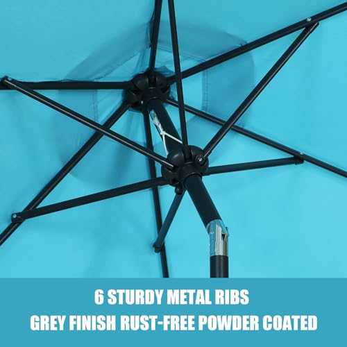 GDY 7.5FT Patio Umbrella Outdoor Table Umbrella,Market Umbrella with Push Button Tilt and Crank for Garden, Lawn, Deck, Backyard & Pool (Blue) - color: Blue, size: Umbrella Only