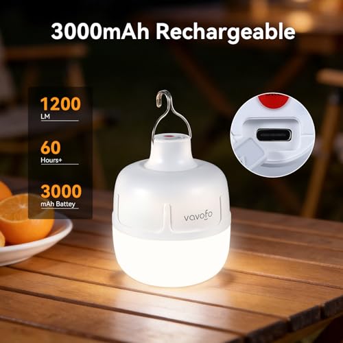 VAVOFO 2PCS 20W LED Camping Lantern Rechargeable, 1200LM Camping Light , 3000mAh Portable Tent Light , IP65 Waterproof Flashlight Lanterns for Emergencies ,Power Outages,Hurricane (White) - color: White+White