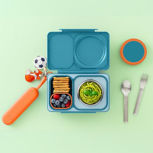 Omie OmieBox Travel Utensil Set | Fork and Spoon with Case for Easy Travel | Stainless Steel Fork and Spoon (Orange) - color: Orange, size: Age: 9+ Years