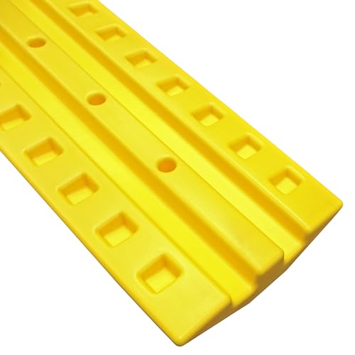 Electriduct 9 Foot Speed Bump HDPE Polyethylene Traffic Hump Vehicle Cable Ramp Cord Cover Hose Protector Includes Asphalt Mounting Hardware Safety Yellow (2 Pack), Length 216" - size: 9FT (2x)