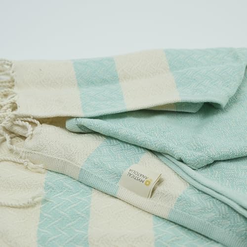 mysticalanatolia Turkish Beach Towel Oversized Cotton Sand Free Quick Dry Lightweight Peshtemal Large Travel Yoga Picnic Blanket Absorbent Compact 39x79 Turquoise - color: Turquoise