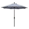 California Umbrella 9' Round Aluminum Patio Umbrella, Crank Lift, Collar Tilt, Bronze Pole, Navy/White Stripe Olefin - color: Navy/White