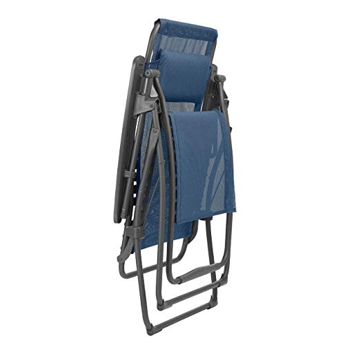 Lafuma Futura XL Zero Gravity Portable Ergonomic Outdoor Steel Framed Lawn Patio Recliner Folding Lounge Chair with Headrest Cushion, Ocean Blue - color: Blue (Ocean), style: XL Futura Zero Gravity