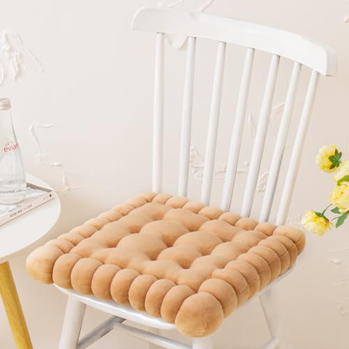 vctops Velvet Chair Pad Seat Cushion Solid Color Square Seat Pad Indoor Floor Cushion Super Soft Warm Chair Cushion Pad for Home Kitchen Dining Room Office (Camel,16"x16") - color: Camel