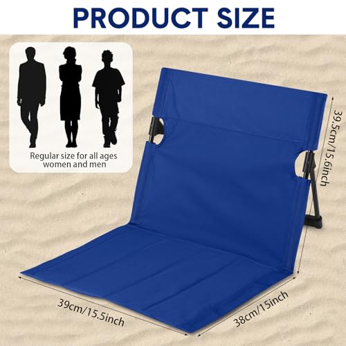 Jetec Foldable Floor Backrest Chair Portable Camping Chair with Storage Bag Light Weight Lazy Seat for Indoor Outdoor Bed Ground Park Lawn Concerts Beach Hiking - color: Navy Blue, size: Regular