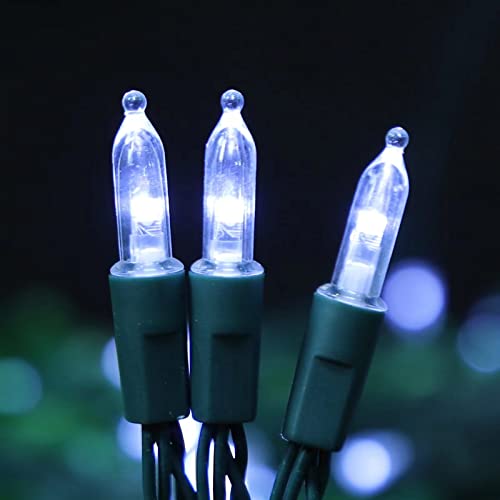 LAMPHOME 50 LED Outdoor Christmas Lights, 17 FT Battery Operated Mini String Light with 8 Modes & Timer, Xmas Tree Waterproof for Patio Garden Party Wedding Holiday Decor (White) - color: White, size: 50 Count