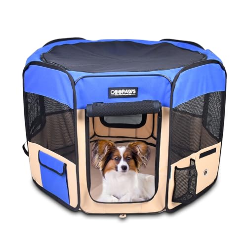 JESPET Pet Dog Playpens 36", 45" & 61" Portable Soft Dog Exercise Pen Kennel with Carry Bag for Puppy Cats Kittens Rabbits, Indoor/Outdoor Use - color: Blue, style: 36x36x24 Inch (Pack of 1)