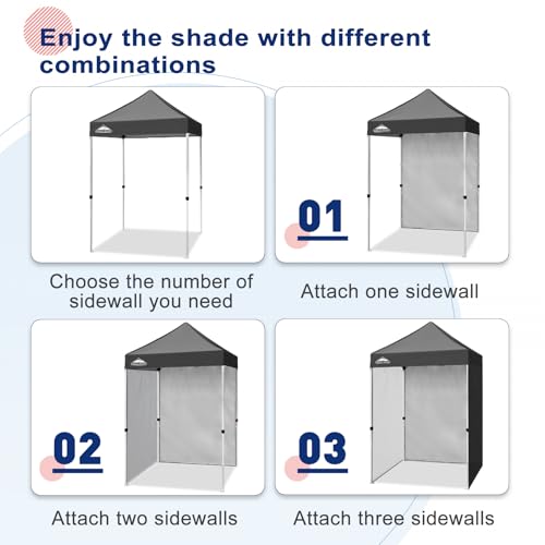 EAGLE PEAK Canopy Sidewall for 5x5 Pop Up Canopy Frame, Single Side Wall Panel Only (Fits 5x5 Straight Leg Frame, Canopy Top or Frame NOT Included), Gray - color: Gray