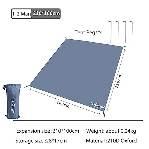 Tent Footprints Outdoor Camping Tent Floor Mat Moisture Proof Ground Sheet 210D Oxford Cloth Ultralight Waterproof Wear-Resistant Multi-Purpose Shading Trap with Tent Stakes - size: 210*100cm (6.89*3.28 FT)