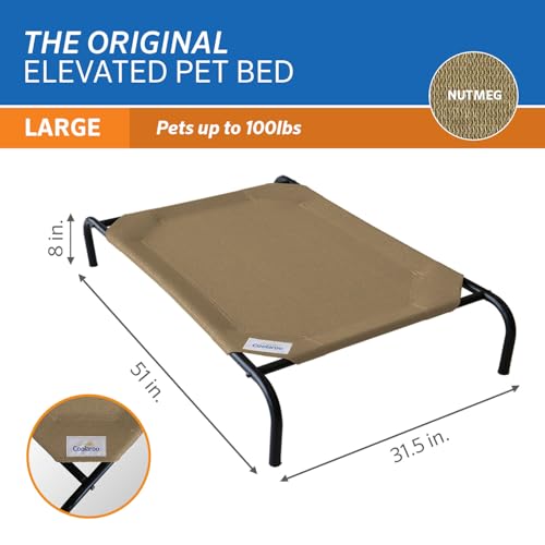 Coolaroo Original Elevated Dog Bed - Breathable Off-The-Ground Pet Bed with Cooling Fabric, Joint Relief & Moisture-Resistant Fabric, 100% Recyclable, Easy Clean, Nutmeg, Large - color: Nutmeg, style: Large Dog Bed