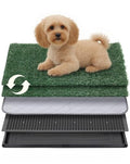 Petcozife Dog Grass Pad with Tray, 16"x20" Grass Pad for Dogs Potty with 2pcs Artificial Grass, Indoor Dog Litter Box for Balcony Apartment, Realistic, Washable, Less Odor - size: Small