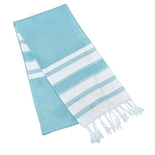 GLAMBURG Peshtemal Turkish Towel Cotton Oversized Beach Towels 36x71 Set of 6 for Adults, Soft Durable Absorbent Extra Large Bath Sheet Hammam - Aqua Blue - color: Aqua, size: 6 Pack