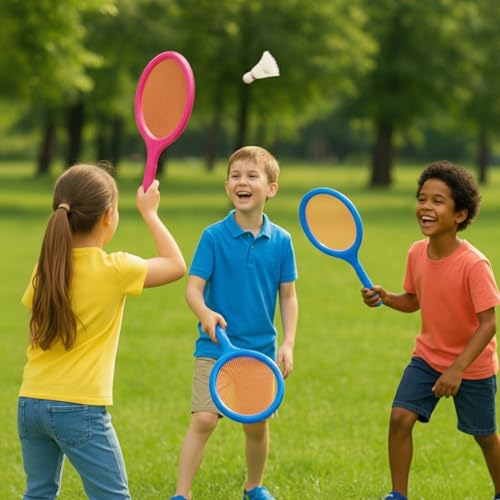 Badminton Racket Set for Kids, Toddlers with Paddles, Ball and Birdie - Junior Kindergarten Student Outdoor Sports Tennis Racquet Play Game Beach Toys - style: 2-Pack
