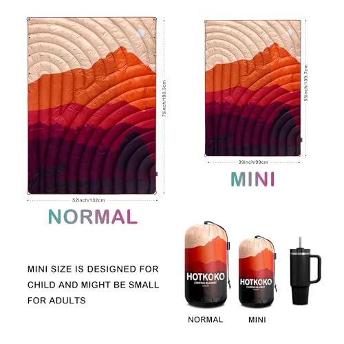 Camping Blanket,Lightweight Puffy Printed Camping Blanket Packable Outdoor Blanket for Camping,Traveling, Stadium, Hiking, Picnics - color: Dusk, size: 39x55"