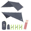 Gold Armour Rainfly Tarp Hammock, Premium 20ft x 14.3ft Rain Fly Cover, Waterproof Ultralight Camping Shelter Canopy, Must Have Camping Accessories Camping Essential (Gray) - color: Gray