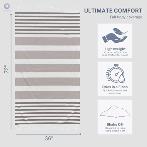 Cotton Turkish Beach Towel with Towels Oversized 36"x72" Pool Absorbent Extra Large Quick Dry Sand Travel Towel (Mélange Drift, 4 Pack) - color: Mélange Drift, size: 4 Pack