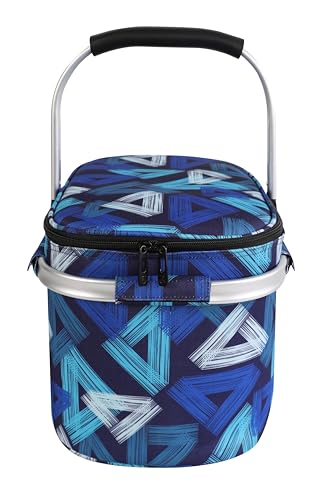 ALLCAMP Picnic Basket - Insulated Cooler, Thickening Foldable Picnic Basket with Removable Baskets & Sewn-in Frame, Basket for House Warming Gifts New Home(Triangle Pattern) - color: Triangle Pattern, size: Medium