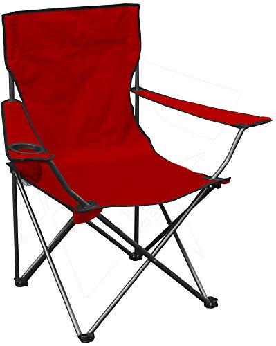 Quik Shade Chair Portable Folding Chair with Arm Rest Cup Holder and Carrying and Storage Bag, Red (146115) - color: Red