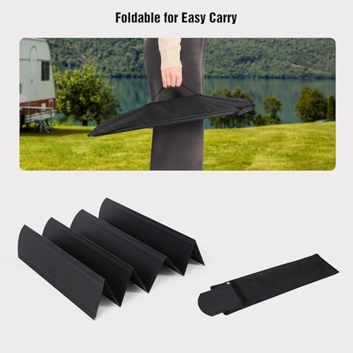 23.6" Extra Tall Camping Stove Windscreen, 8-Panel Heavy-Duty Folding Windshield for Butane/Propane Burners & Grills, Portable with Carry Bag (Camping Hiking) - color: Black