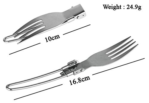 Camp Flatware Sets - Stainless Steel Spoon Fork Knife & Nylon Storage Bag - Foldable + Locking Handle - Ultralight Utensils for Backpacking/Hiking/Camping - 3oz - color: Stainless steel knife fork spoon
