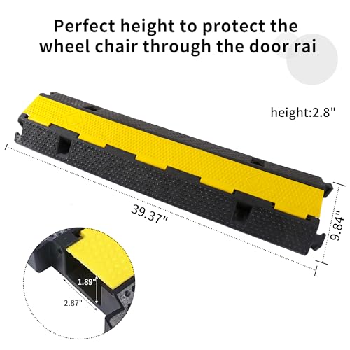 Rubber Cable Ramp Cord Cover Cable Protector Ramps Wire Hose Protective 22000Lbs Load Capacity Traffic 1 Channel Speed Bump for Asphalt Concrete Gravel Driveway, 4 Pack - color: 1 Channel - 4 Pack