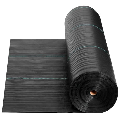 VEVOR Weed Barrier Fabric Heavy Duty, 6x250FT 5oz Landscape Fabric, Woven Weed Blocker Fabrics, Garden Fabrics Weeds Barrier, Weeds Control Ground Cover, Geotextile Webbing, Gardening Mat, Black - size: 6FT*250FT-5oz