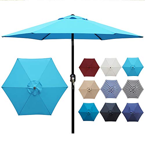 Blissun 7.5 ft Patio Umbrella, Yard Umbrella, Outdoor Market Umbrella with Push Button Tilt Crank (Light Blue) - color: Light Blue