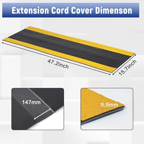 Rubber Cord Cover Mat 47.2in Cable Protector Mat Heavy Duty Grip Cord Hider to Avoid Cable Trips