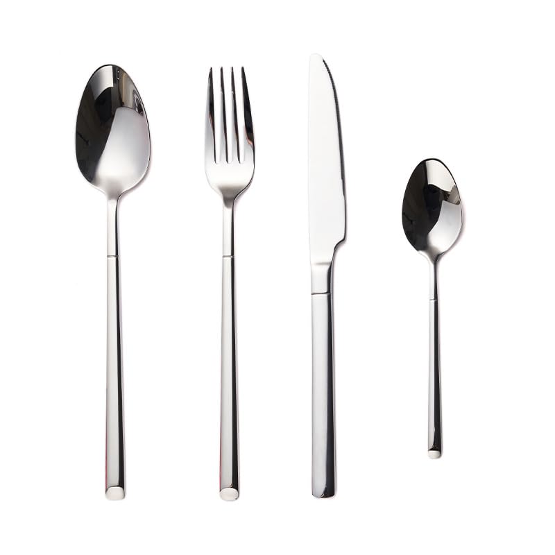 24 Piece Stainless Steel Cutlery, Flatware Sets Serves 6 People with Gift Box for Mother's Day, Thanksgiving, Christmas, Birthdays, Housewarming and Weddings(Silver-16 Pieces for 4) - color: Silver, size: 16 Pieces for 4