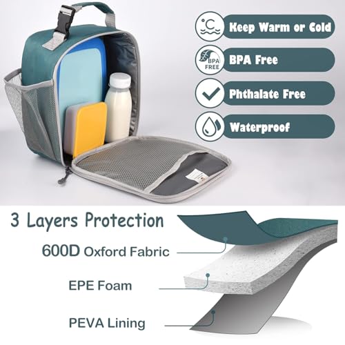 CaCTOUR Lunch Box Kids,Premium Insulated Lunch Bag for Girls Boys,Soft Bag Mini Cooler Back to School Thermal Reusable Lunch Bag for Work School Picnic (Green) - color: B-Green