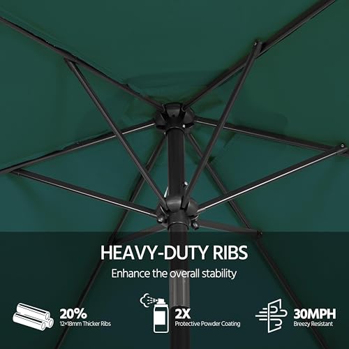 Yaheetech 10FT Patio Umbrella Outdoor with Heavy Duty Base Included,Table Umbrella with Push Button Tilt and Crank, UV Protection Waterproof for Yard/Outdoor/Wedding Parties and Events - Dark Green - color: Dark Green, size: 10FT