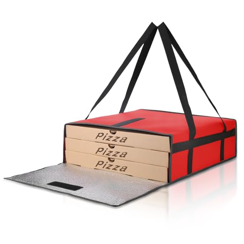 Bodaon Pizza Bags for Delivery, Insulated Pizza Delivery Bag for Delivery Drivers, 20" x 20" x 6" Pizza Warmer Bags for Carry Hot, Thermal Carrier for Catering, Food Delivery Accessories, Red - color: Red, size: 20" x 20" x 6"H