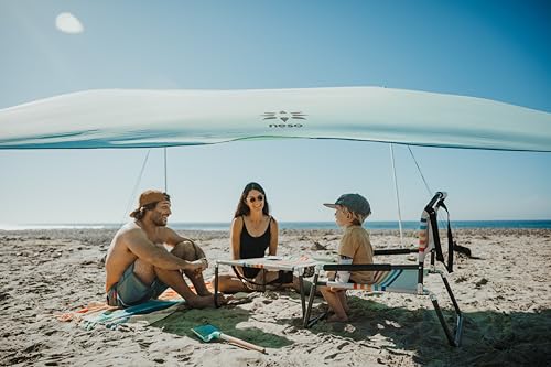 Neso Beach Table - Lightweight, Portable and Foldable Table for Beach, Camping and Outdoor Adventures - Stable Surface - with Cup Holder for Drinks and Phone Pockets - Rainbow - color: Rainbow