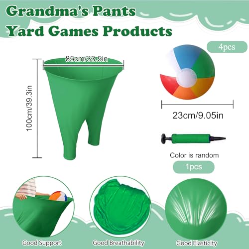 Granny Pants Yard Game Set Giant Outdoor Party Activity for Kids and Adults, Big Pants Ball Catching Set with 4 Balloons and Pump, Funny Lawn Activity, Ring Toss Games (Dark Green) - color: Dark Green