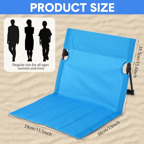 Jetec Foldable Floor Backrest Chair Portable Camping Chair with Storage Bag Light Weight Lazy Seat for Indoor Outdoor Bed Ground Park Lawn Concerts Beach Hiking - color: Blue, size: Regular