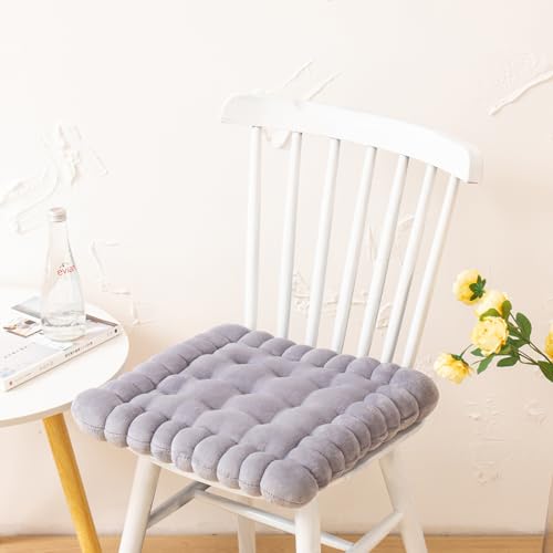 vctops Velvet Chair Pad Seat Cushion Solid Color Square Seat Pad Indoor Floor Cushion Super Soft Warm Chair Cushion Pad for Home Kitchen Dining Room Office (Grey,16"x16") - color: Grey