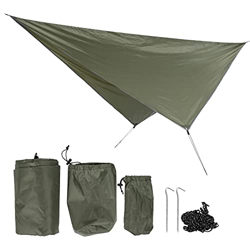 Waterproof Camping Tarp, Camping Cover with Rhombus Pattern, 360x290cm Multifunction Sun Shade Canopy for Beach Hammock Tent, Includes Storage Bag and Wind Ropes (OD Green) - color: Od Green