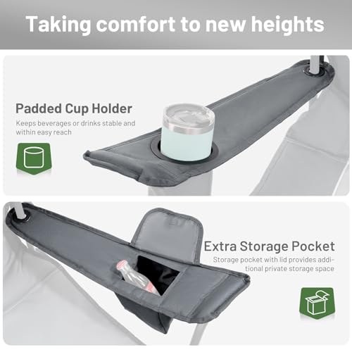 Timber Ridge 550 LBS Oversized Folding Camping Chair for Adults, Heavy Duty with Cup Holder Side Pocket for Camping, Lawn, Picnic, Grey - color: Grey