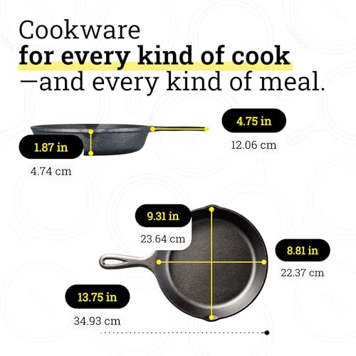 Lodge Seasoned Cast Iron Skillet 9 Inches - PFAS-Free, Non-Toxic Cookware - Use with an Oven, Stove, Grill, or Campfire - Naturally Non-Stick & Oven Safe - size: 9 Inch (1 Count)