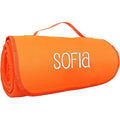 Threadart Personalized Embroidered Portable Blanket with Carrying Strap | Monogrammed Customized Travel Sports Stadium | Soft Fleece | 58in x 48in - Orange | for Picnic, Outdoor Blanket
