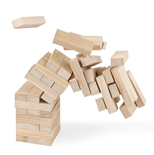 GOTHINK Giant Tumble Tower Game, Large Tumbling Tower Stacking to Over 4 FT 54pcs Wooden Jumbo Blocks for Outside Yard Games with Carry Case Timber Stacking Game Night Toy Gift for Kids Adults Family - size: L-over 4ft