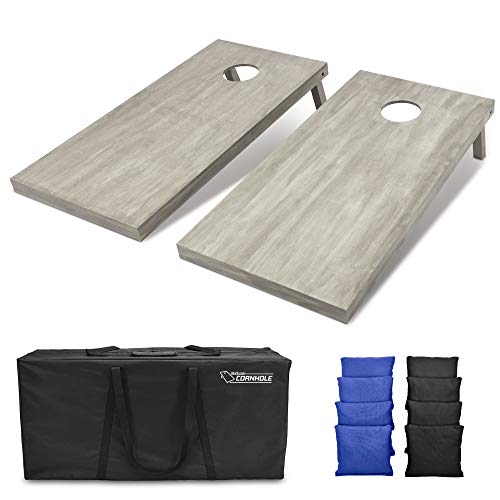 GoSports 4 ft x 2 ft Regulation Size Wooden Cornhole Boards Set - Includes Carrying Case and Bean Bags (Choose Your Colors) Over 100 Color Combinations - color: Black & Royal Blue
