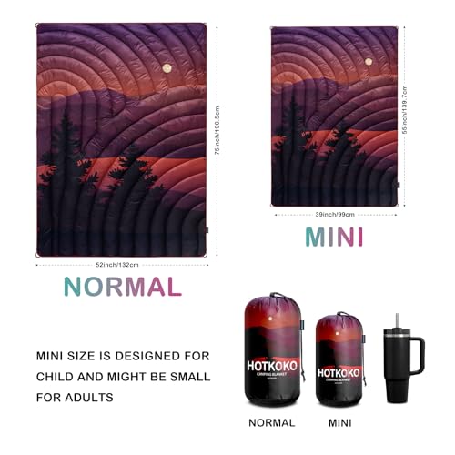 Camping Blanket,Lightweight Puffy Printed Camping Blanket Packable Outdoor Blanket for Camping,Traveling, Stadium, Hiking, Picnics - color: Night, size: 39x55"