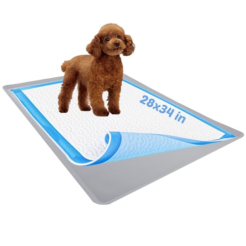TidyFriend Dog Pee Pad Holder Tray Fits for 28” x 34” Wee Wee Pee Pads - Stable Grip, Raised Edges, Quick-Wipe Silicone Surface Dog Potty Tray Holder for Indoor Flooring Protection (Light Grey) - color: Light Grey