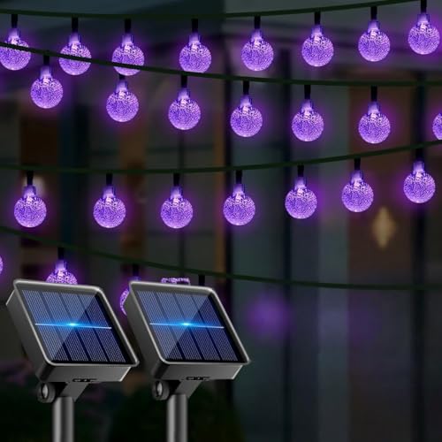 Solar String Lights Outdoor 2 Pack, 39FT 100 LED Globe Lights Outdoor, 8 Modes Waterproof Solar Patio Lights, Garden String Lights for Outside Gazebo Yard Backyard Decor (Purple) - color: Purple